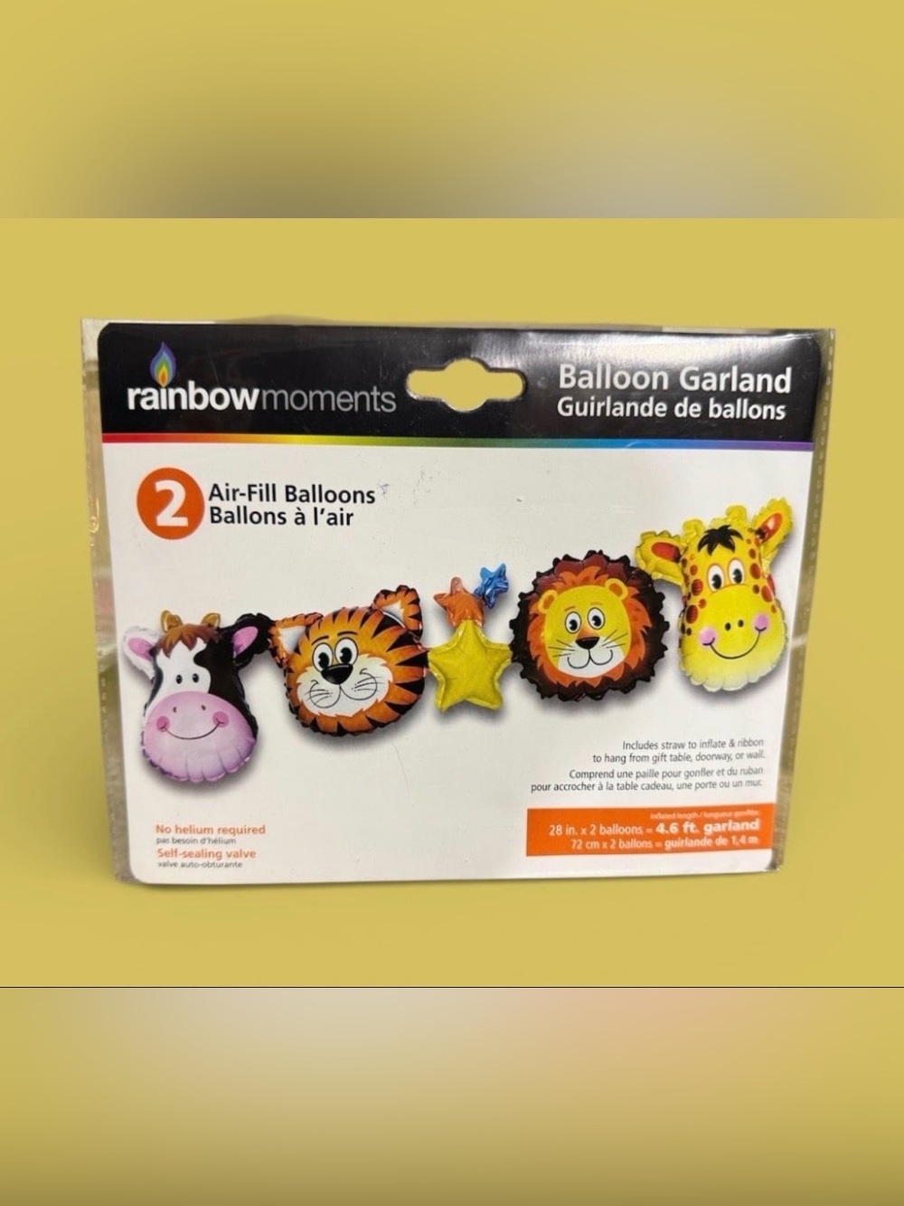 Rainbow Moments Foil Balloon Garland with Zoo Animals